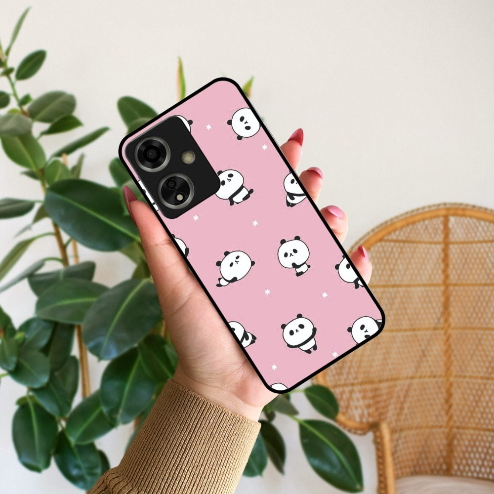 Cute Panda Glossy Metal Case Cover For Oppo