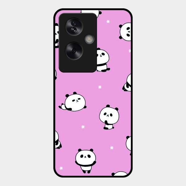Cute Panda Glossy Metal Case Cover For Oppo A79 5G