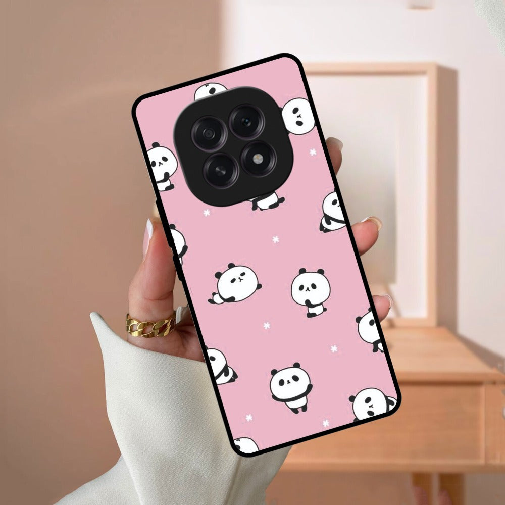 Cute Panda Glossy Metal Case Cover For Oppo