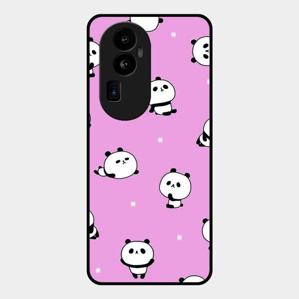 Cute Panda Glossy Metal Case Cover For Oppo Reno 10 Pro Plus 5G