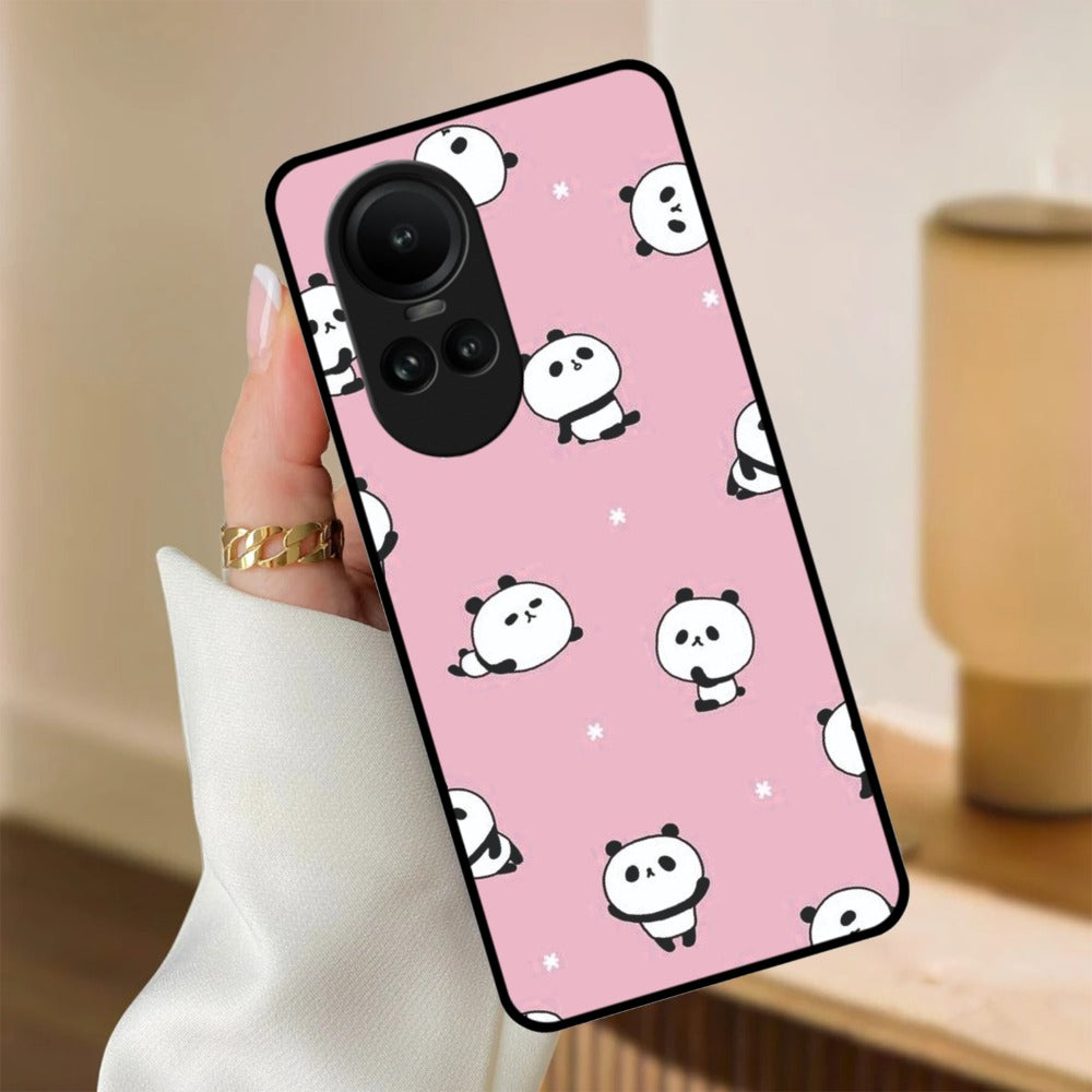 Cute Panda Glossy Metal Case Cover For Oppo