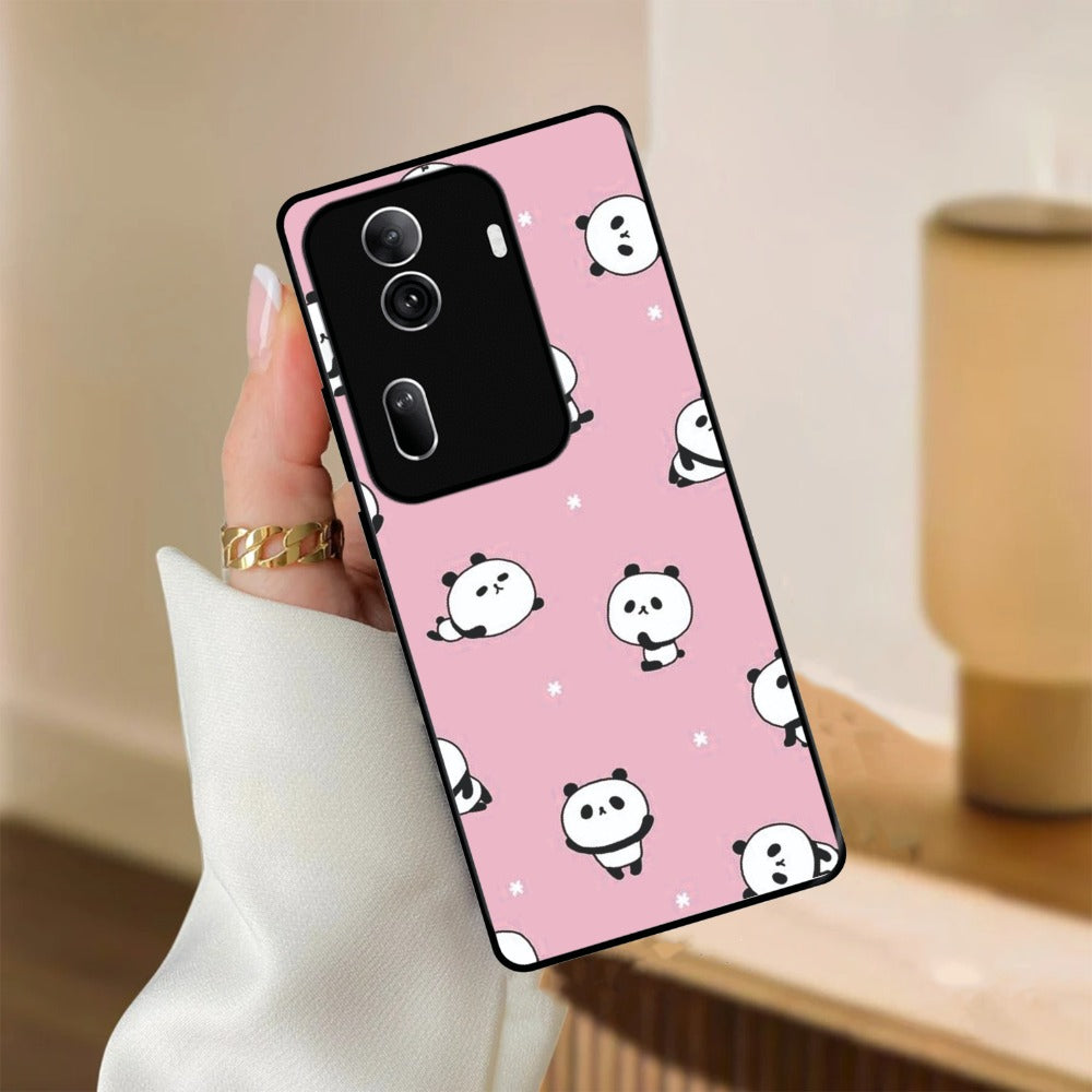 Cute Panda Glossy Metal Case Cover For Oppo