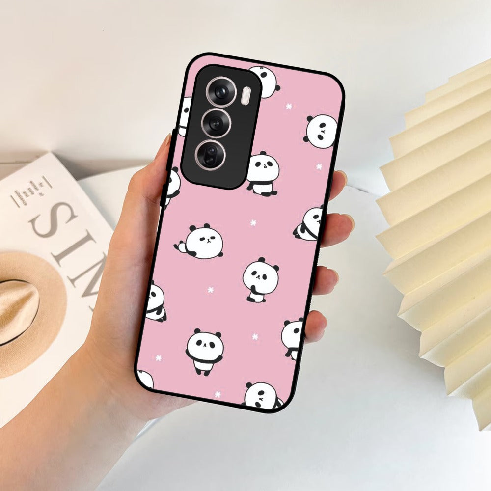 Cute Panda Glossy Metal Case Cover For Oppo
