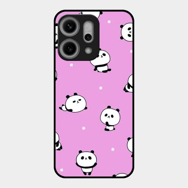 Cute Panda Glossy Metal Case Cover For Oppo Reno 14 Pro 5G