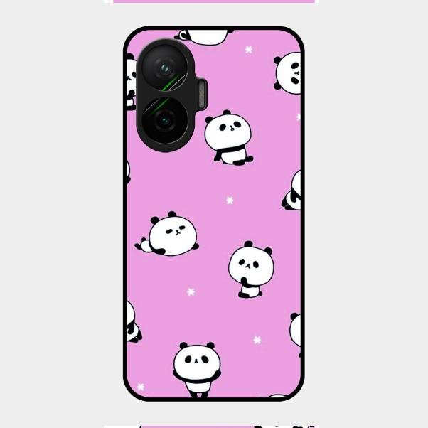 Cute Panda Glossy Metal Case Cover For Poco F7 5G