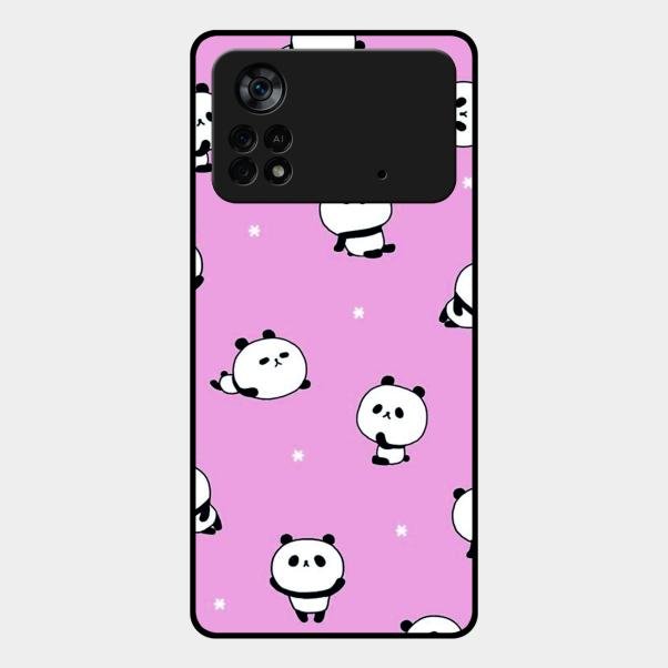 Cute Panda Glossy Metal Case Cover For Poco X4 Pro 5G