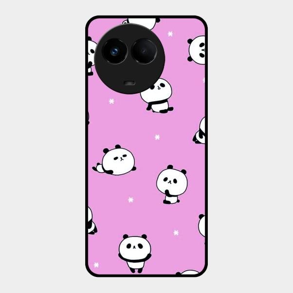 Cute Panda Glossy Metal Case Cover For Realme 11 5G