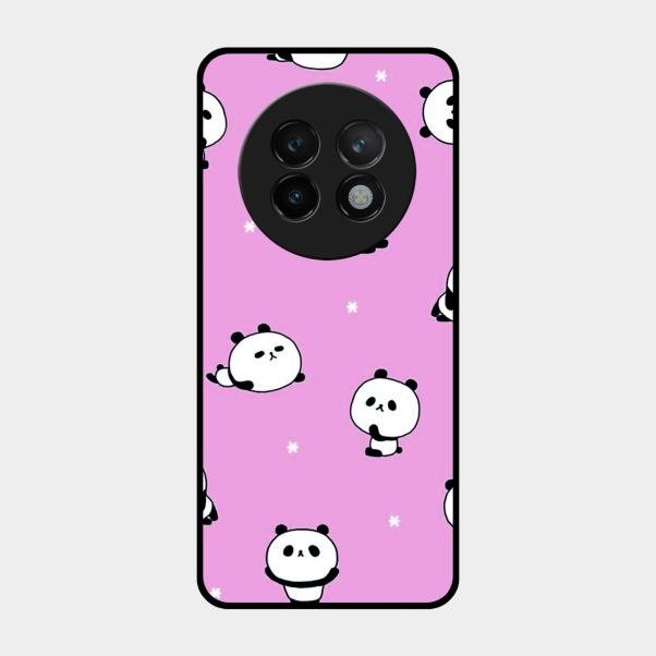 Cute Panda Glossy Metal Case Cover For Realme 13 Plus 5G