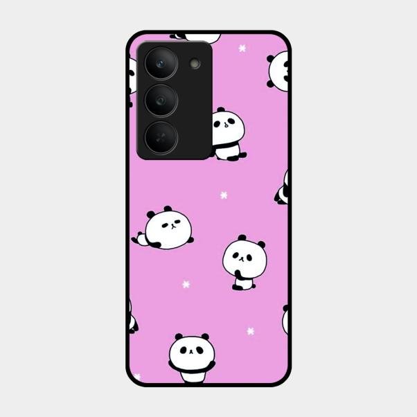 Cute Panda Glossy Metal Case Cover For Realme 14X 5G