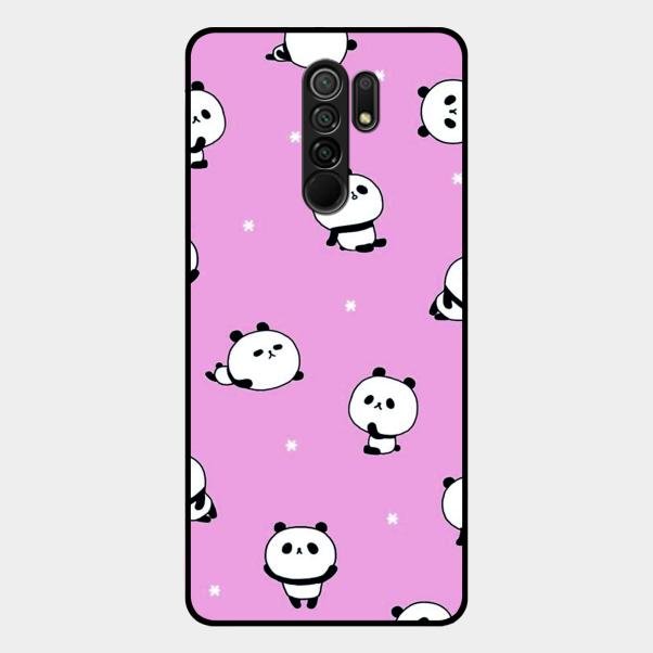Cute Panda Glossy Metal Case Cover For Redmi 9 Prime