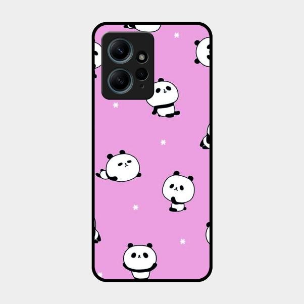 Cute Panda Glossy Metal Case Cover For Redmi Note 12 4G