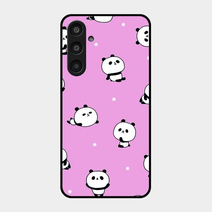 Cute Panda Glossy Metal Case Cover For Samsung Galaxy M35 5G
