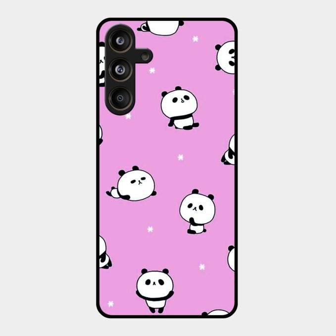 Cute Panda Glossy Metal Case Cover For Samsung Galaxy M55 5G