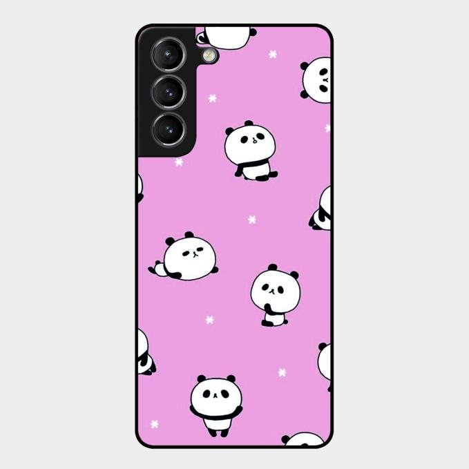Cute Panda Glossy Metal Case Cover For Samsung Galaxy S21 Plus