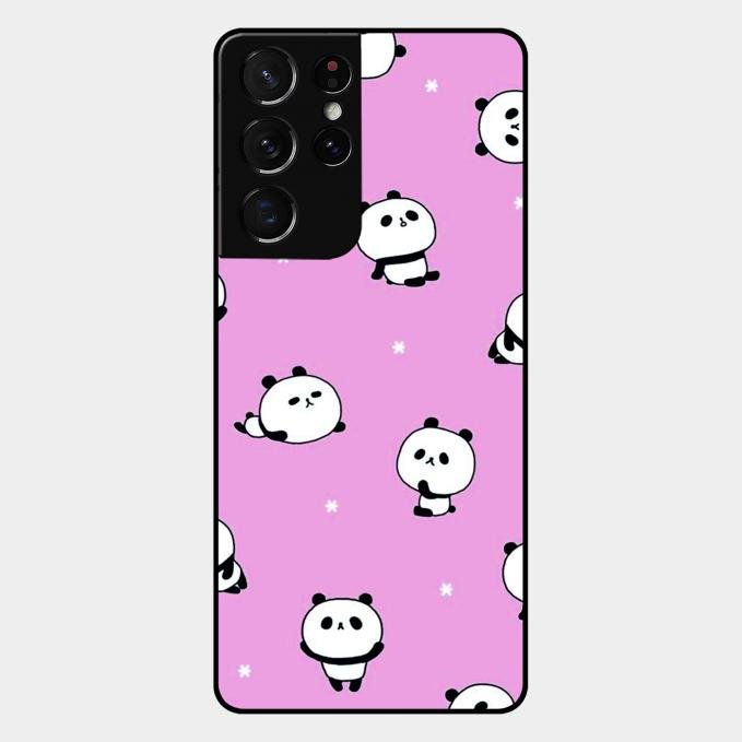 Cute Panda Glossy Metal Case Cover For Samsung Galaxy S21 Ultra