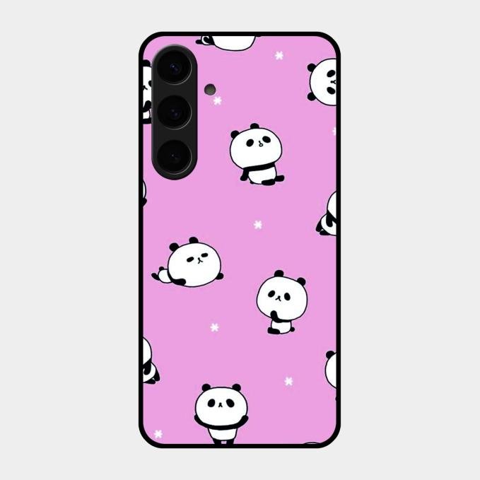 Cute Panda Glossy Metal Case Cover For Samsung Galaxy S24 Plus 5G