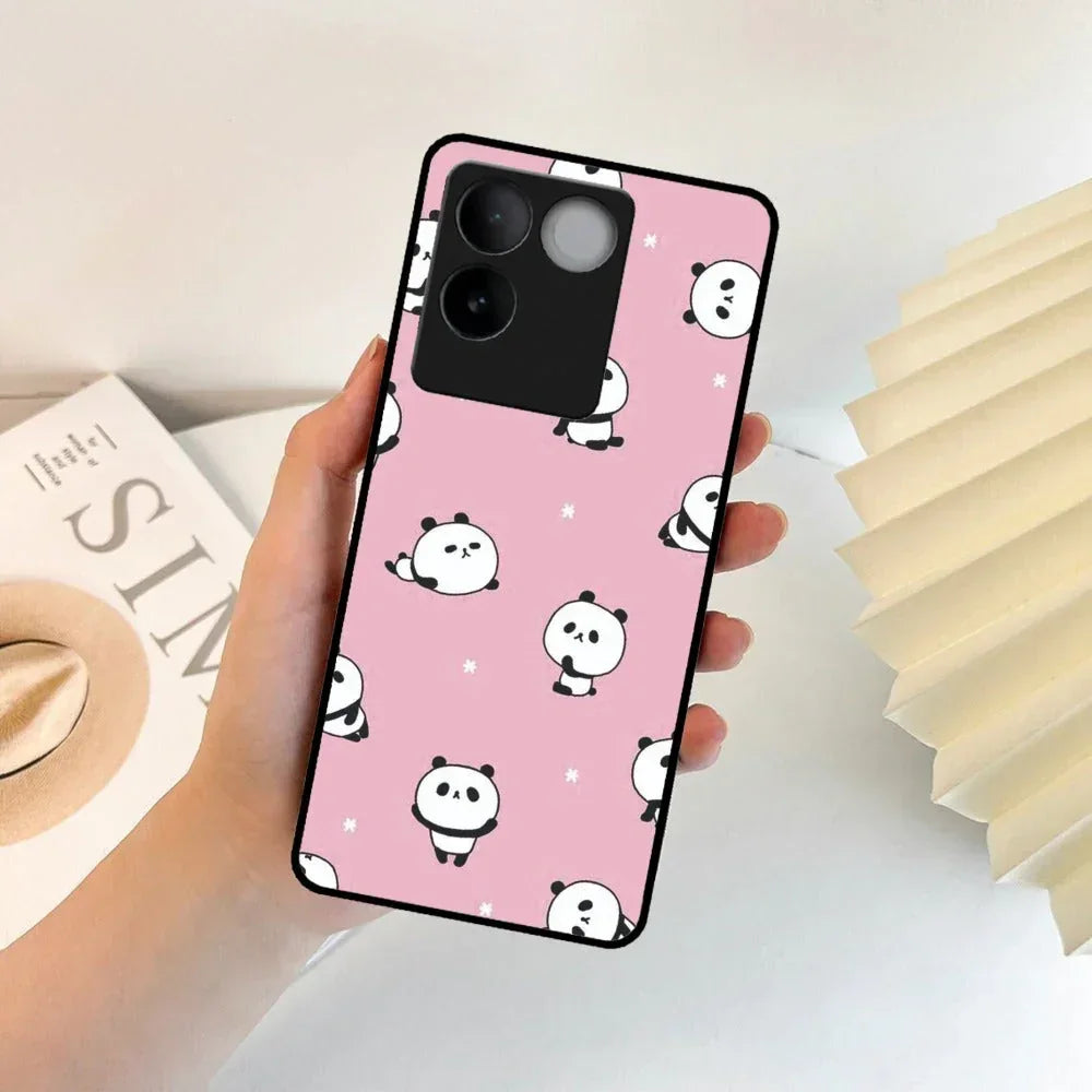 Cute Panda Glossy Metal Case Cover For Vivo - ShopOnCliQ