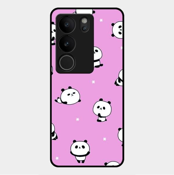 Cute Panda Glossy Metal Case Cover For Vivo V29 Pro 5G