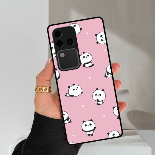 Cute Panda Glossy Metal Case Cover For Vivo