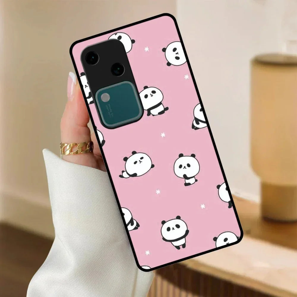 Cute Panda Glossy Metal Case Cover For Vivo - ShopOnCliQ