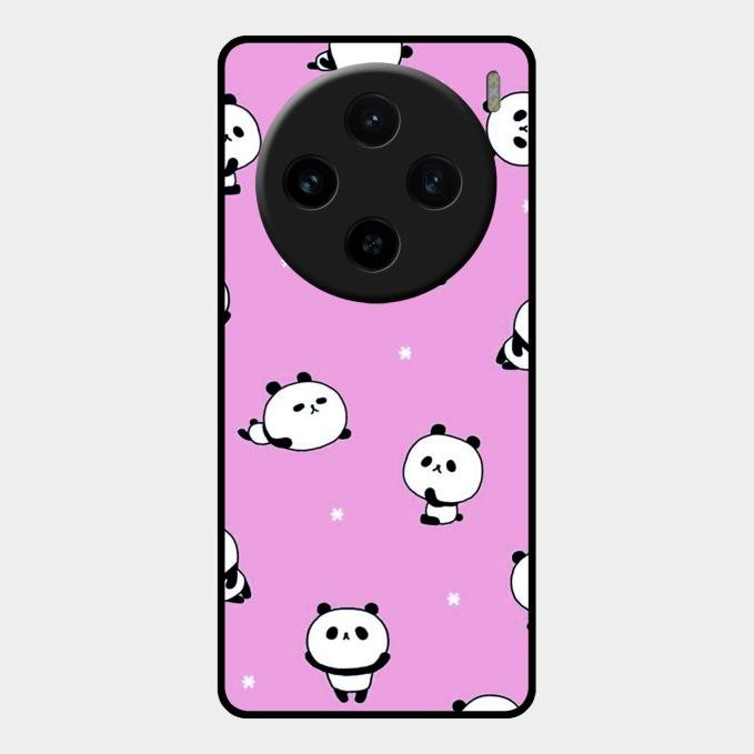 Cute Panda Glossy Metal Case Cover For Vivo X100 5G
