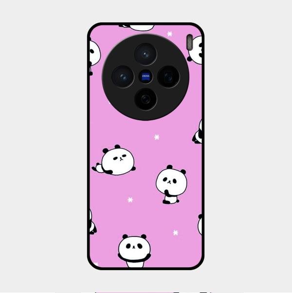 Cute Panda Glossy Metal Case Cover For Vivo X200 5G
