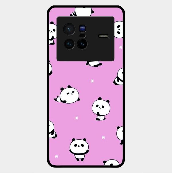 Cute Panda Glossy Metal Case Cover For Vivo X80 5G