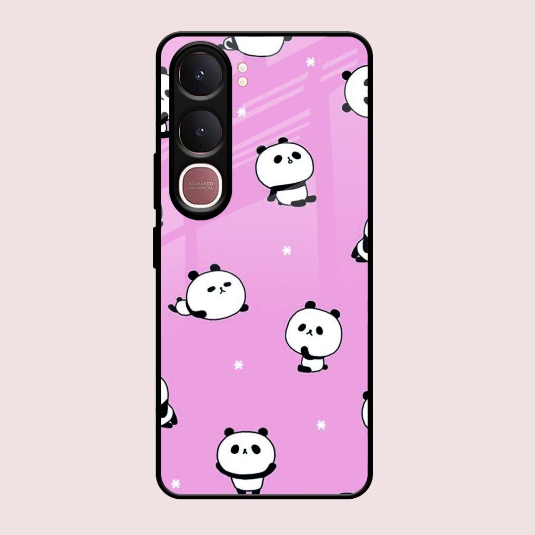 Cute Panda Glossy Metal Case Cover For Vivo Y31 5G