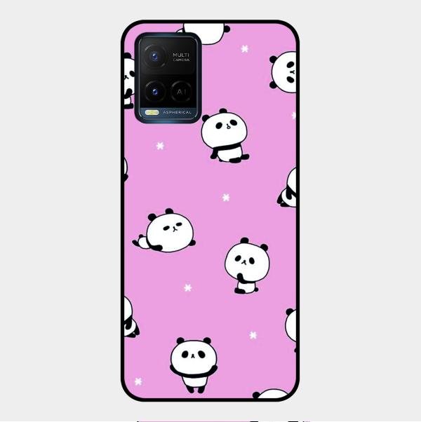 Cute Panda Glossy Metal Case Cover For Vivo Y33S