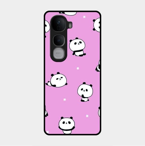 Cute Panda Glossy Metal Case Cover For Vivo Y400 Pro 5G