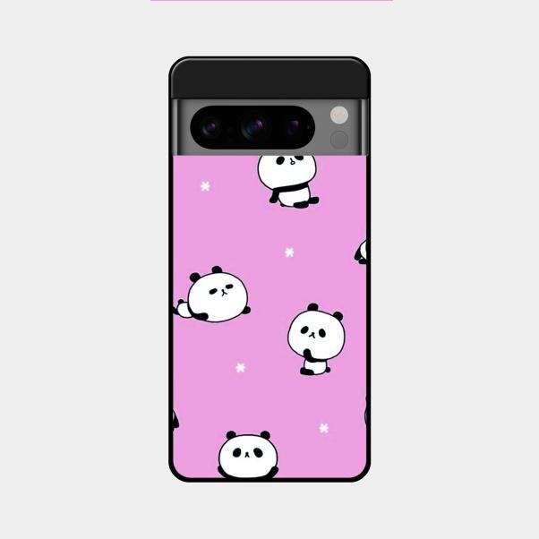 Cute Panda Pink Glass Case Cover For Google Pixel 8 Pro 5G
