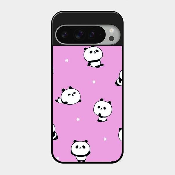 Cute Panda Pink Glass Case Cover For Google Pixel 9 Pro Xl
