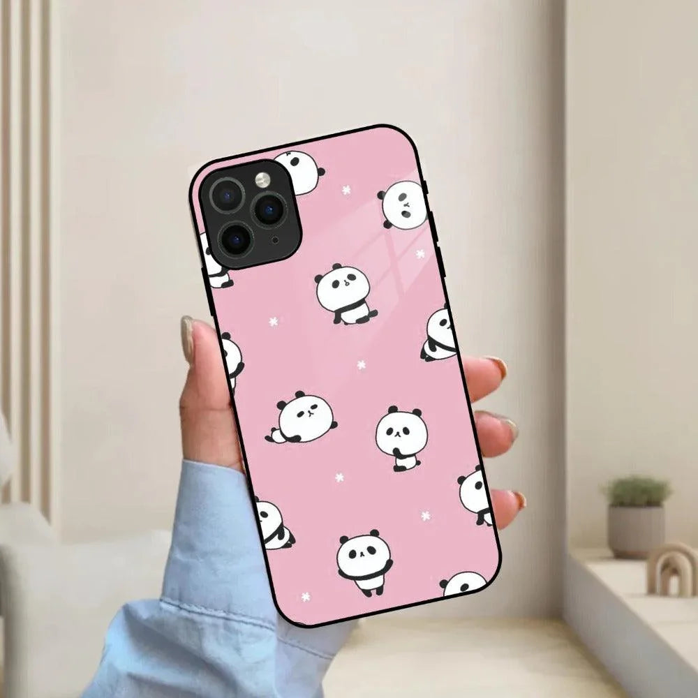 Cute Panda Pink Glass Case Cover For iPhone - ShopOnCliQ