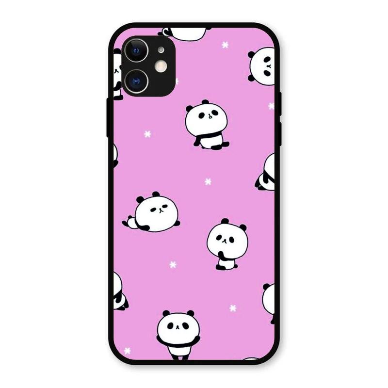 Cute Panda Pink Glass Case Cover For iPhone 11