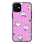 Cute Panda Pink Glass Case Cover For iPhone 12 mini