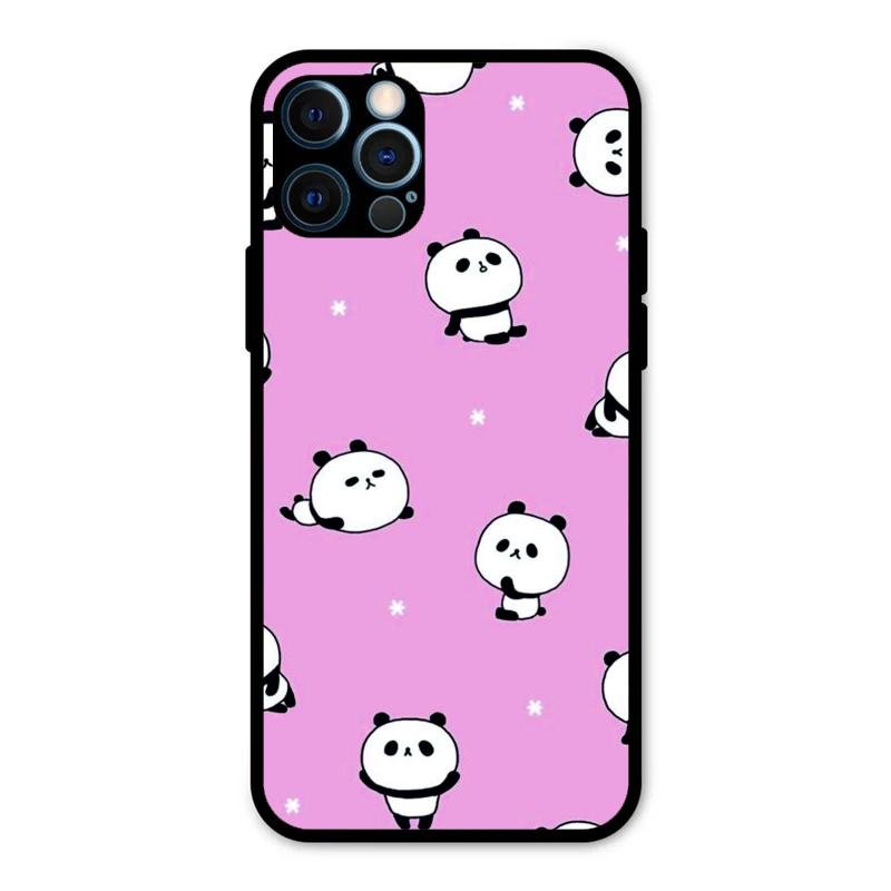 Cute Panda Pink Glass Case Cover For iPhone 12 Pro Max