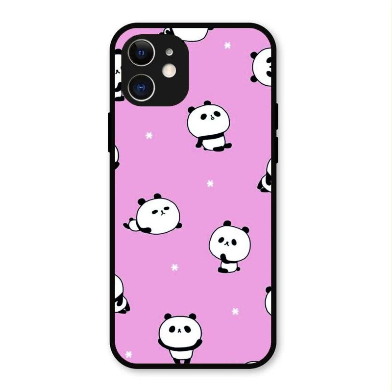Cute Panda Pink Glass Case Cover For iPhone 12