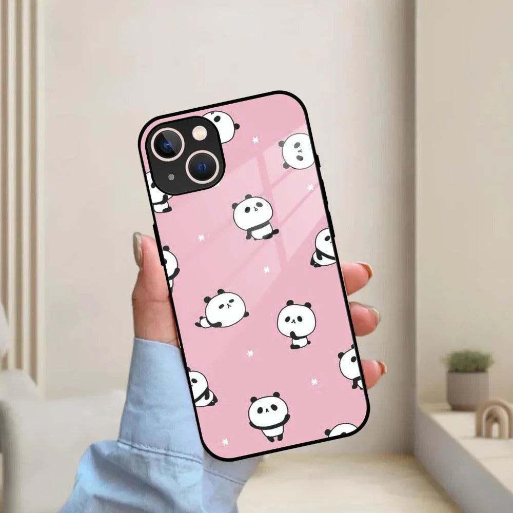 Cute Panda Pink Glass Case Cover For iPhone - ShopOnCliQ