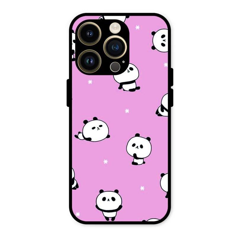 Cute Panda Pink Glass Case Cover For iPhone 14 Pro Max