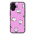 Cute Panda Pink Glass Case Cover For iPhone 16 Plus
