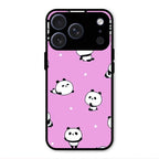 Cute Panda Pink Glass Case Cover For iPhone 17 Pro Max
