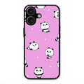 Cute Panda Pink Glass Case Cover For iPhone 17