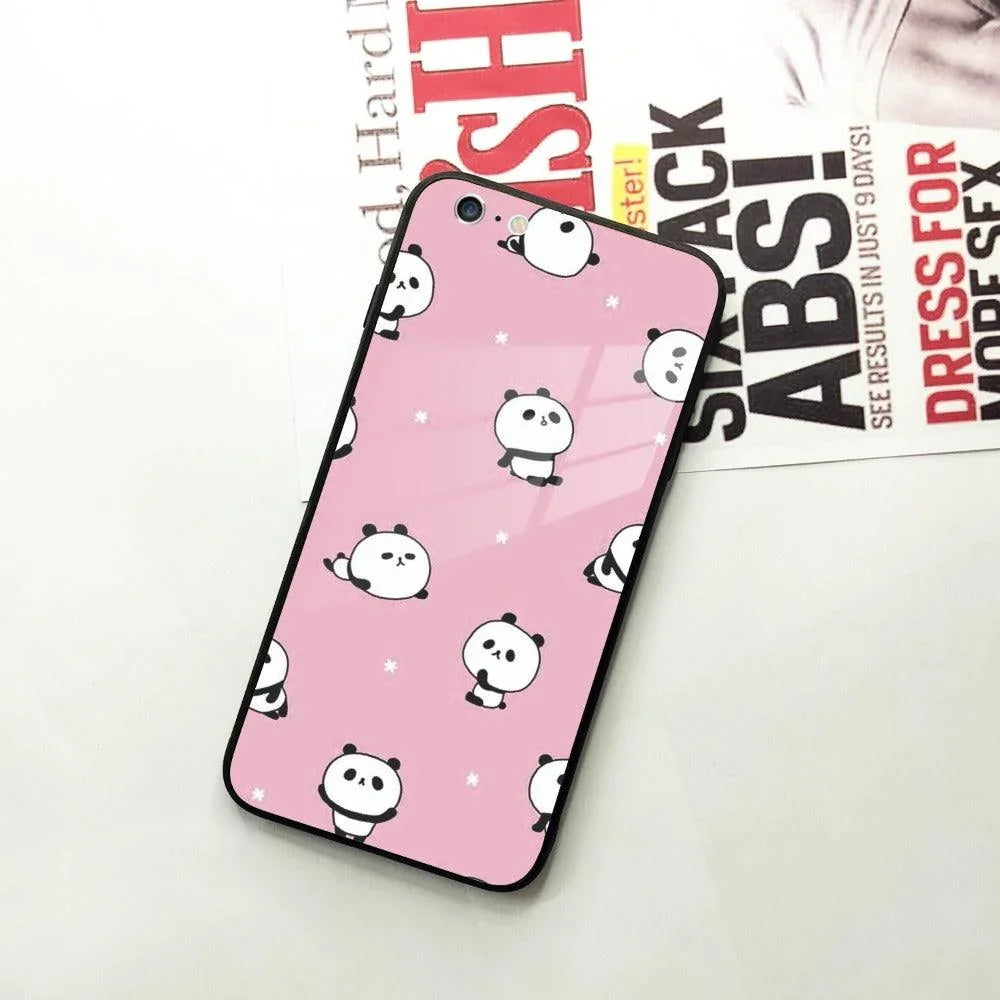 Cute Panda Pink Glass Case Cover For iPhone - ShopOnCliQ
