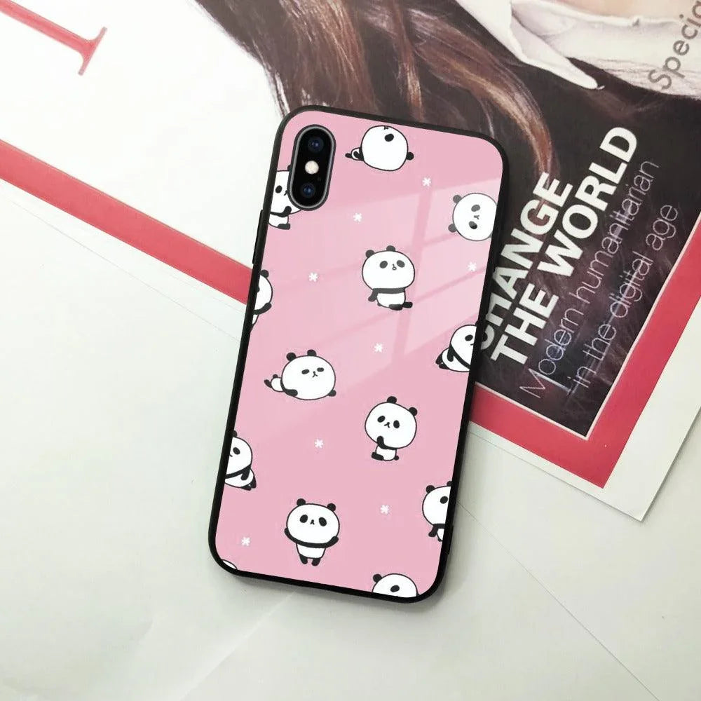 Cute Panda Pink Glass Case Cover For iPhone - ShopOnCliQ