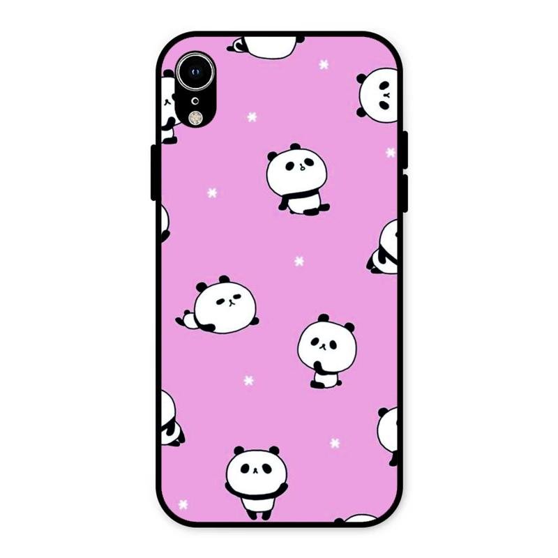 Cute Panda Pink Glass Case Cover For iPhone XR