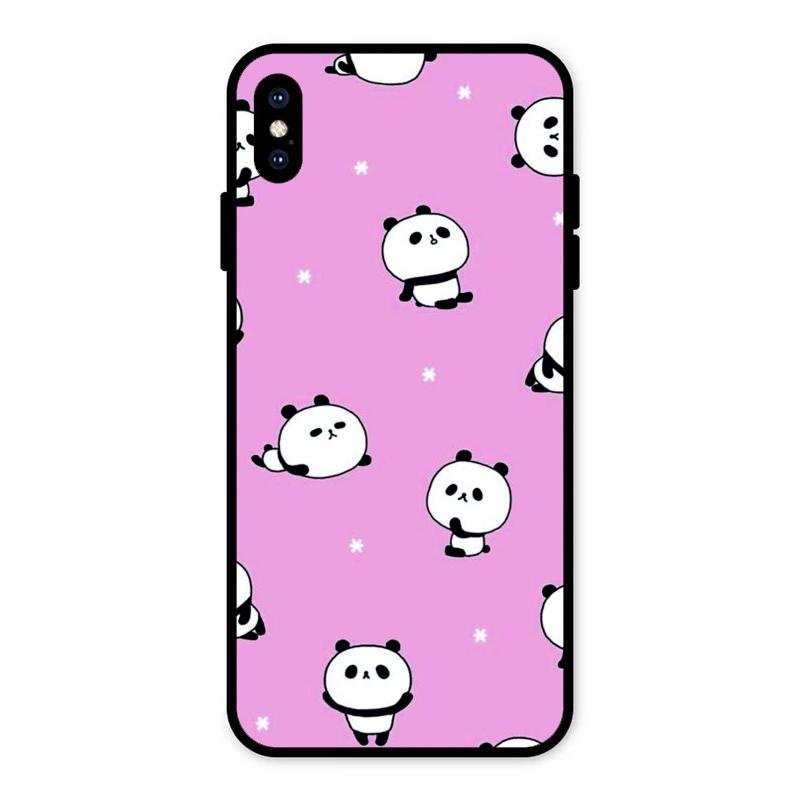 Cute Panda Pink Glass Case Cover For iPhone XS Max