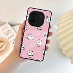 Cute Panda Pink Glass Case Cover For Vivo - ShopOnCliQ