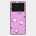 Cute Panda Pink Glass Case Cover For Iqoo 9 Pro 5G
