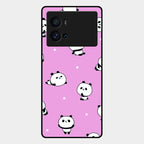 Cute Panda Pink Glass Case Cover For Iqoo 9 Pro 5G