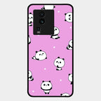 Cute Panda Pink Glass Case Cover For Iqoo Neo 7 Pro 5G